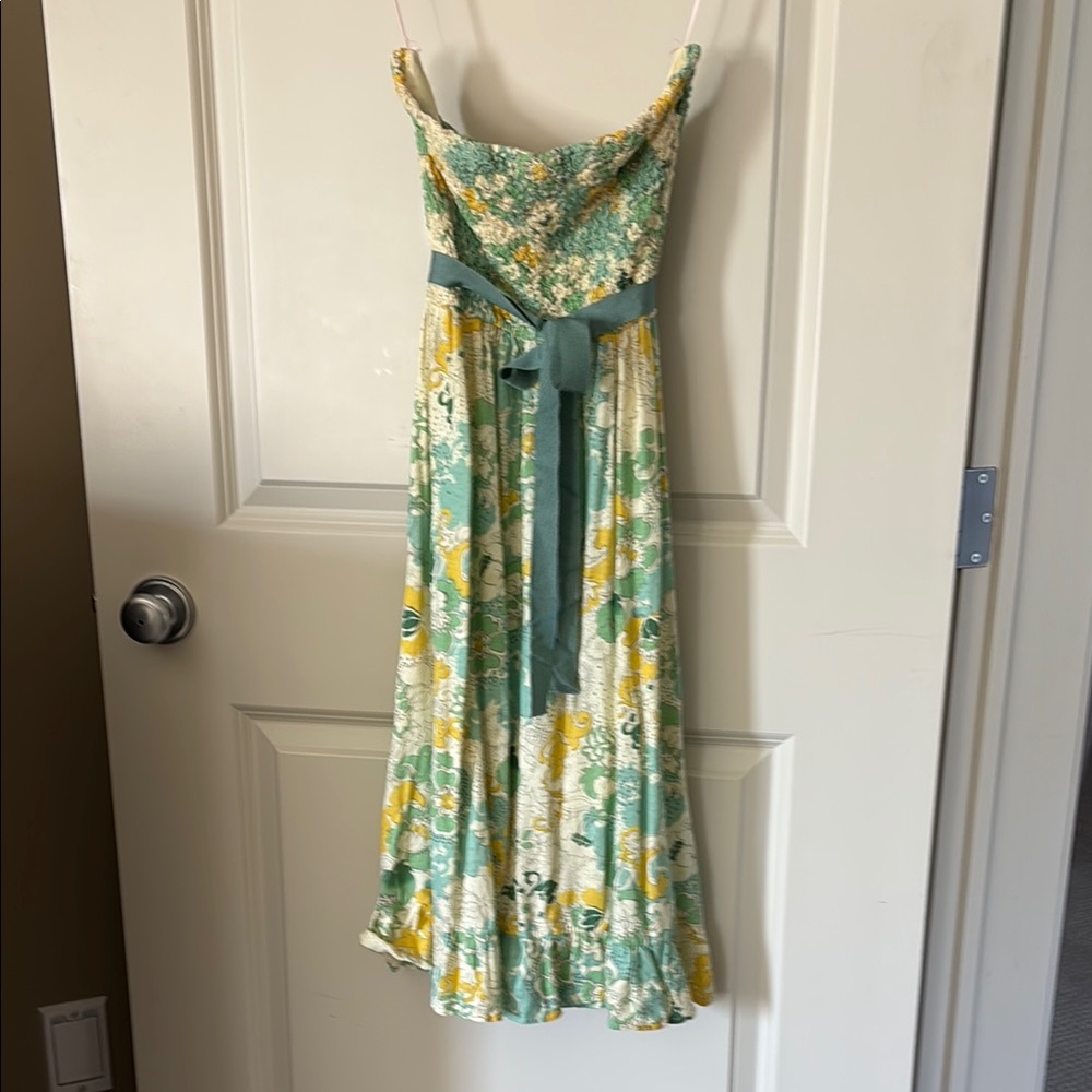 Language Yellow and Green Strapless Dress